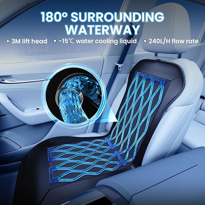 2025 Upgraded ICY Seat, Semiconductor Ventilated Cooling Car Seat Cover(Front Seat),12V-24V Cooling Car Seat Cushion with 3 Temp Modes,Universal Fit for SUV/Truck Accessories(Ice-Core Black)