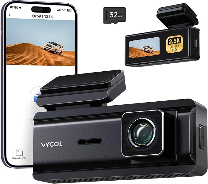Dash Cam 2.5K WiFi, Dash Camera for Cars with 32GB Card, Mini Dashcam Car Camera, WDR Night Vision,Voice Control, 24H Parking Mode, Support 128GB Max, Front Camera Only