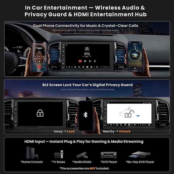 ATOTOZONE 7-Inch Android Double-DIN Car Stereo,AI Agent,7.1.2 Surround Stage,4V RCA, 4G LTE, 8G+128G In-Dash Navi,Optical SPDIF Output,HDMI Input, ADS Protocol,Wireless CarPlay & Android Auto,X10G2B7E