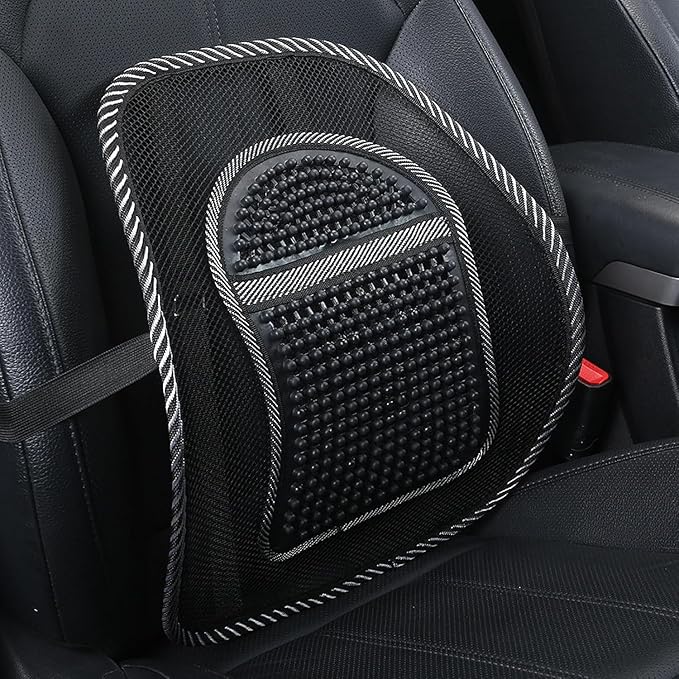 Mesh Lumbar Support for VW Fox 2005-2011, Breathable Summer Car Back Cushion with Massage Beads Ergonomic Driving Seat Posture Corrector Pad