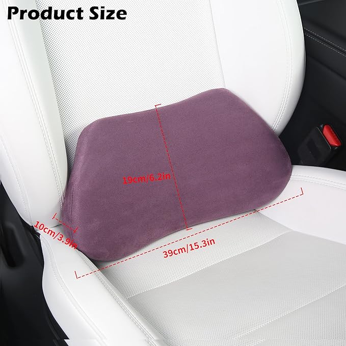 Lumbar Support Pillow for Car, Ergonomic Memory Foam Back Cushion for Driving, Seat Office Chair, Gaming Chair, Lower Back Support for Back Pain Relief, Purple, 1 Pack