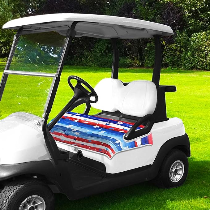 YOKYHOM American Flag Golf Cart Seat Covers for 2/4-Seater, Patriotic USA Seat Towel Blanket Keeps Seats Cool & Clean for Summer, Microfiber Fits EZGO, Club Car, Yamaha, 51"x31"