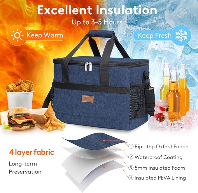 Lifewit Cooler Bag 30/50/60 Cans Collapsible and Insulated Large Lunch Bag Leakproof Soft Cooler Portable Tote for Camping/BBQ/Family Outdoor Activities
