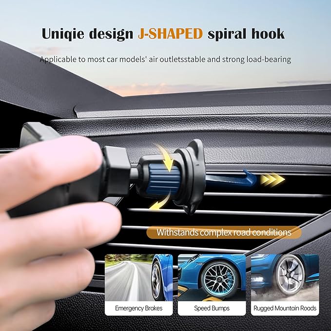Car Mount Wireless Charger 15W Fast Charging Compatible with iPhone, Find My Supported MFi Certified Anti-Lost Air Vent Holder with Auto-Sensing & 360° Rotation