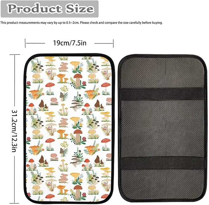 JoyLamoria Mushroom Auto Center Console Pad Cover for Women Mushroom Car Armrest Cushion Protector Universal Fit