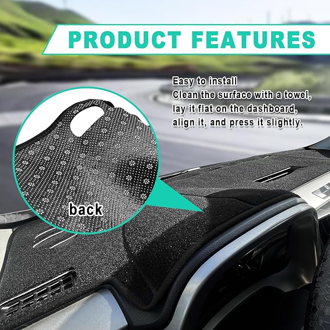 Dash Cover Mat, Center Console Cover Sunshield Protector, Dashboard Cover Compatible with T0y0ta RAV 4 2019 2020 2021 2022 2023 2024 2015 (Black Trim)