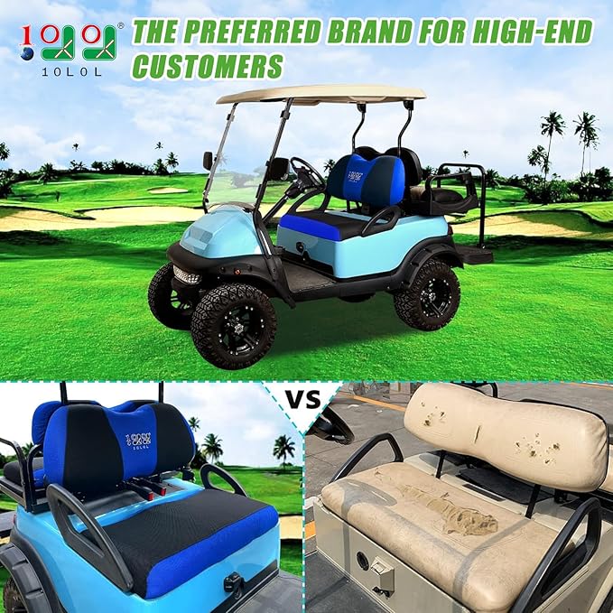10L0L Golf Cart Seat Covers Universal for Yamaha G29 Drive2 Club Car Precedent Tempo Standard Front Seats, Breathable Mesh Bench Seat Cover, No Drilling Seat Cushion - All-Season Comfort