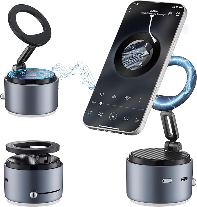 Phone Holder for Magsafe with Wireless Bluetooth Speaker, Cell Phone Stand HD Surround Sound Perfect for Home and Outdoors with Bluetooths Speakers for Desk Compatible with iPhone/Samsung