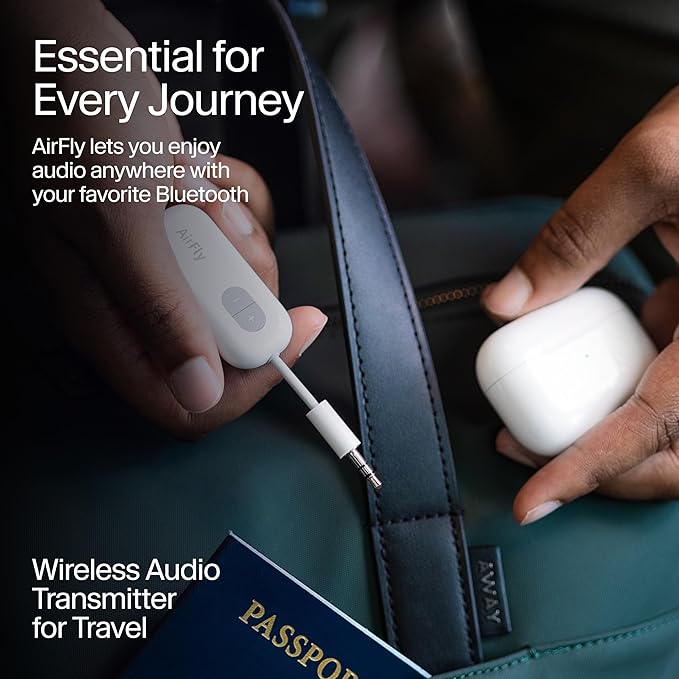 Twelve South AirFly SE, Bluetooth Wireless Audio Transmitter for AirPods/Wireless or Noise-Cancelling Headphones; Use with Any 3.5 mm Audio Jack on Airplanes, Gym Equipment or iPad/Tablets (Black)