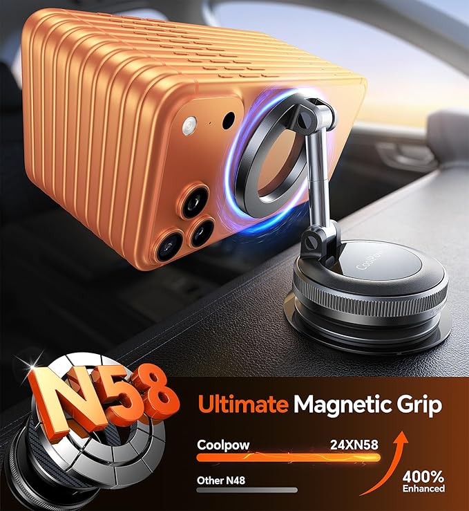 for Magsafe Car Mount carmount 2.0 Magnetic Phone Mount【True Military-Grade Durability 】Vacuum Magnetic Phone Holder for Car Cell Phone Car Mount【Stylish Suction Cup Phone Mount for iPhone 17 16 15 14