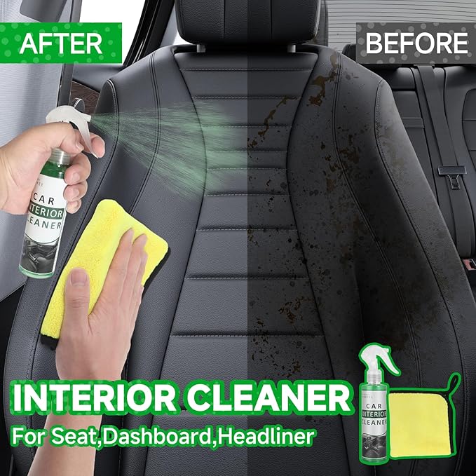 11Pcs Car Interior Cleaning Kit | Car Seat Cleaner, Tire Shine Spray, Screen Cleaner, Tire Stone Cleaning | Car Care Kit for Car, Truck, SUV, RV | Car Detailing Kit