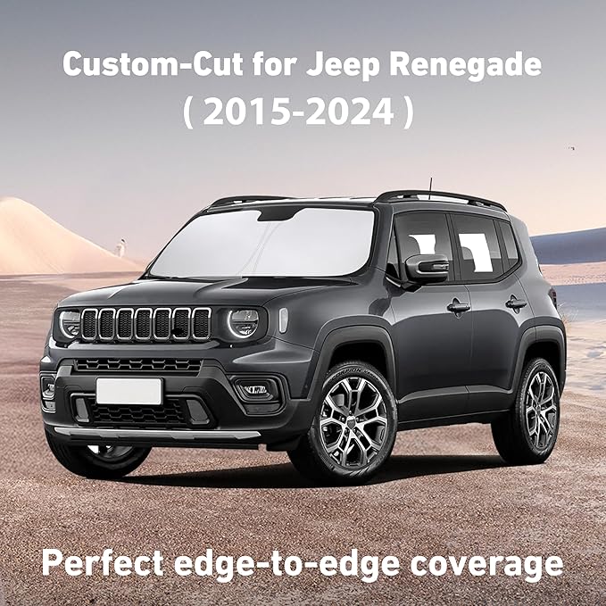 EcoNour Windshield Sunshade Compatible for Jeep Renegade 2015-2022 2023 2024, Sun Visor for Front Windshield & Window Sun Shade Cover, UV Heat Blocker & Protector, Car Accessories