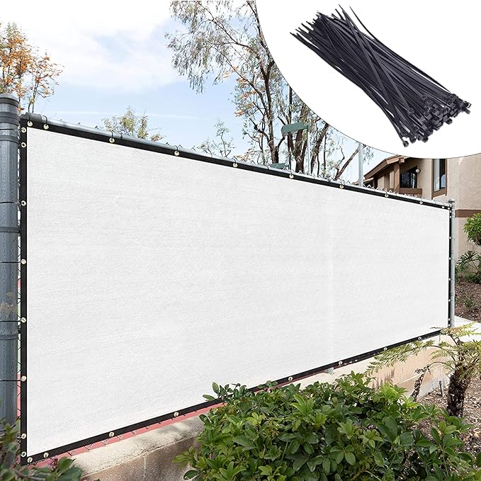 Royal Shade Custom Size 5' x 29' White Fence Privacy Screen Windscreen Cover Netting Mesh Fabric Cloth - Cable Zip Ties Included (We Make Custom Size)