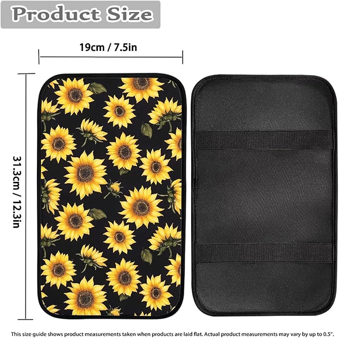 Sunflowers Center Console Pad for Car, Car Armrest Cushion Covers Middle Console Protector Auto Interior Decoration for Truck Auto SUV