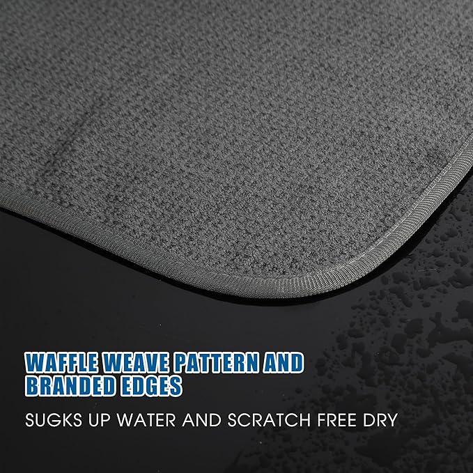 2 Pack Microfiber Car Towels,Car Drying Towel 22Inx32In,Waffle Weave with Reinforced Edges,Super Absorbent & Scratch-Free Cleaning Cloth for Auto Detailing,Home,Glass,Kitchen (Grey)