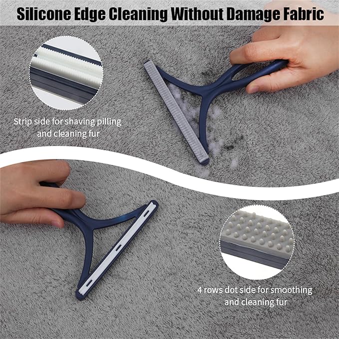 Pet Hair Removal Tool 2 Pack Dog Cat Pet Hair Remover for Furniture Portable Pet Hair Fur Removal Tools Carpet Rakes Scraper for Furniture Car Mat Pet Tower Rugs