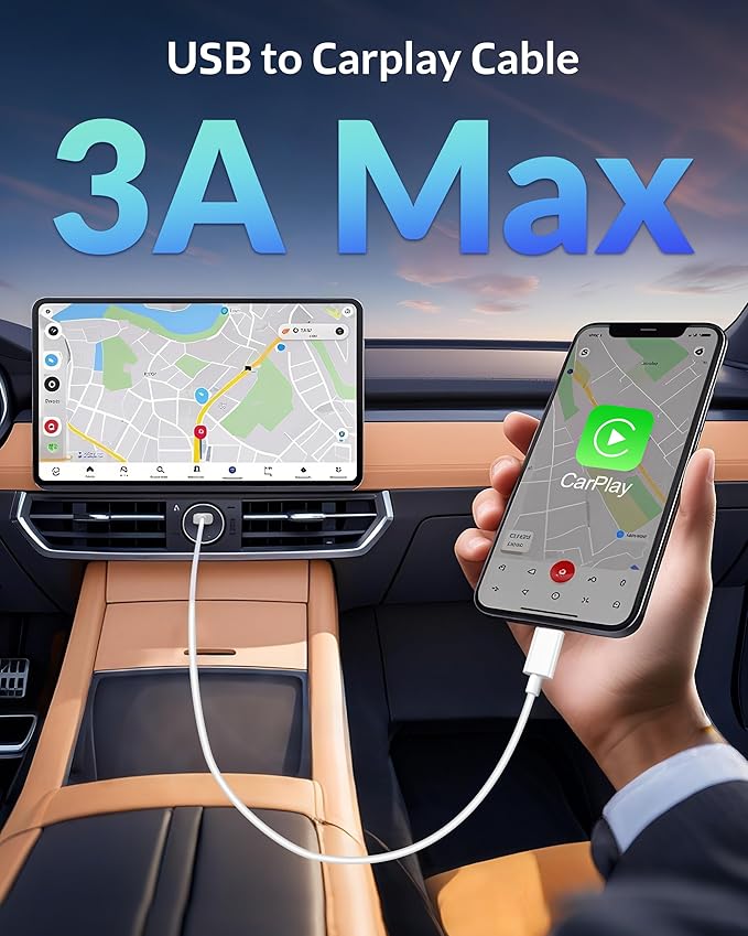 3-Port 70W Fast Car Charger for iPhone 14 13 12 11 Pro Max Plus Mini SE XR XS X 8 7 6, iPad, 2Pack USB Carplay Cord &Lightnings Charging Cable and USB-C&A Car Charger Adapter Cigarette Lighter