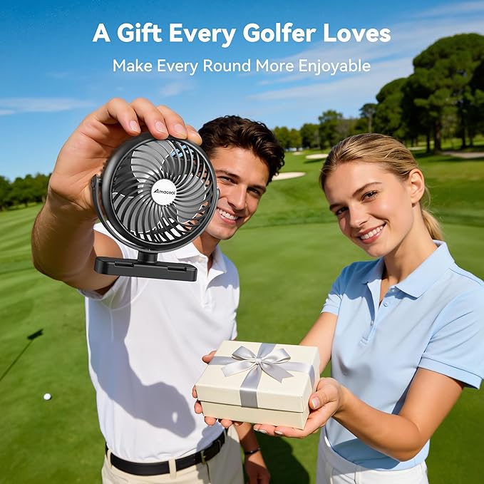 AMACOOL Magnetic Golf Cart Cruise Fan, Tool Gifts for Men Him Dad Husband Father, 5000mAh Rechargeable Birthday Golf Gifts for BBQ Grill Work Golf Cart Cruise Travel Essentials Accessories 2026
