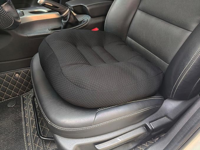 Adult Booster Seat Cushion for Car Height Increase Thick Pad for Office Chair Rocking Chair Floor Pillow Back Pain Coccyx Pain Relief, Carry Handle (Black)