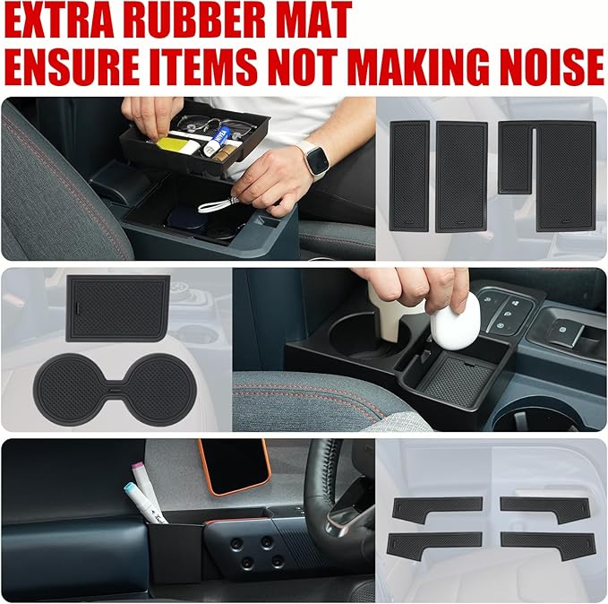 Mabett Center Console Storage Organizer and Dual Cup Holder for Ford Maverick 2022-2026 Accessories, with Door Handle Storage Organizer, Center Console Armrest Organizer Set Fit Maverick (7PCS)