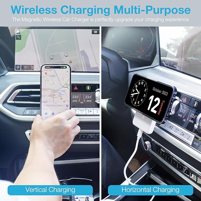 7.5W MagSafe Wireless Car Charger Mount Pro Strong Magnetic Vent Holder for iPhone 15/14/13/12 Series & More, 360° Rotation & Overheat Protection, White