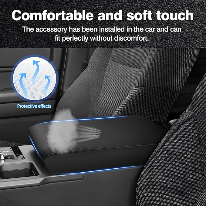 Autorder Center Console Cover for 2024-2025 2026 Toyota Land Cruiser LC250 Accessories Armrest Cover Anti-Scratch Middle Console Pad Leather Armrest Protector