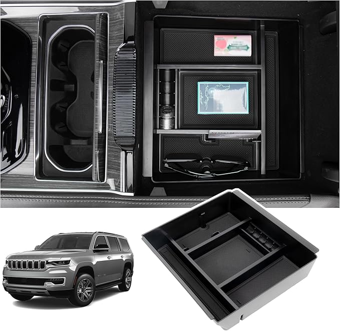 Center Console Organizer Compatible with 2022-2026 Jeep Wagoneer/L, 2022-2026 Jeep Grand Wagoneer/L Accessories, Armrest Storage Box