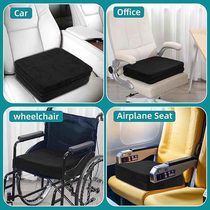 MABOZOO Height Adjustable Chair Cushions, 6 Inch Thick Office Chair Booster Seat Cushion to Raise Height, Extra Thick Seat Pad for Wheelchair, Home, Office, Car(17.7 * 15.7 * 6 Inch)