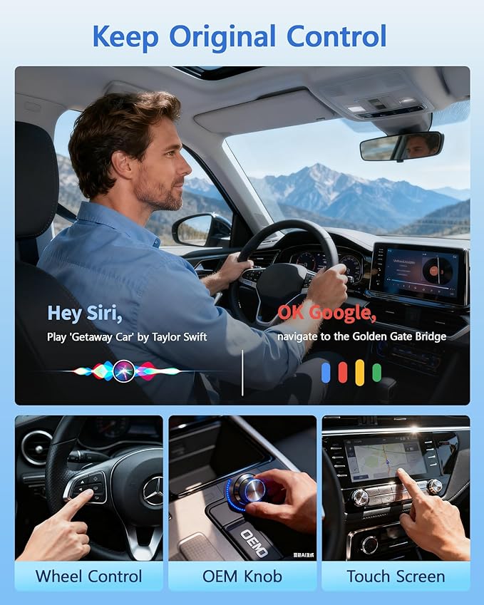 2026 Magic Box 3.0 CarPlay Android Auto & Wireless Carplay Adapter Dual WiFi + 4G Split-Screen & Cast Mirroring Screen Supports Play-Store Dowanlaod Any App for OEM Wired Car Play