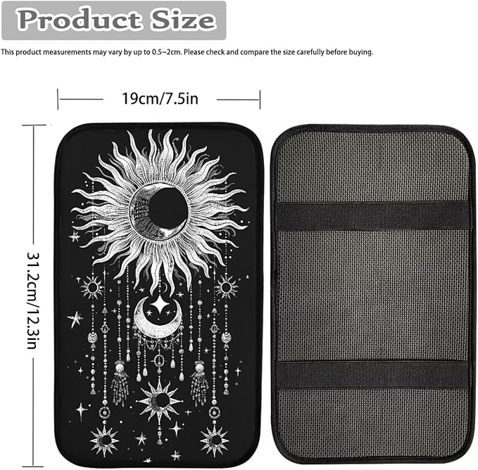 Dreaweet Moon Print Car Center Console Cover Black Armrest Cover for Car SUV Truck Console Covers Soft Comfy Car Arm Rest Cover Pad
