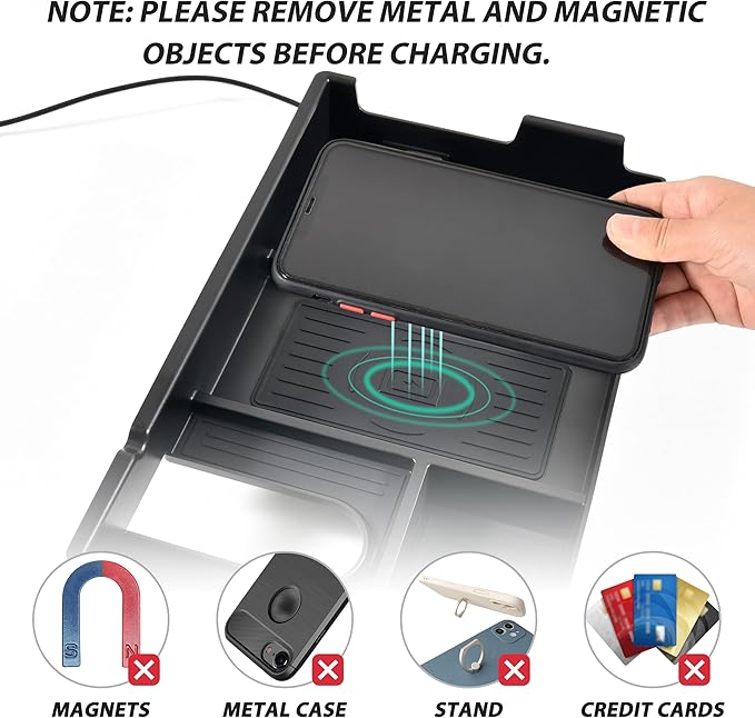 KEWISAUTO Wireless Charger for Toyota Tundra 2014-2021, Center Console Organizer Tray Armrest Storage Fast Wireless Phone Charging Panel Pad for 2014-2021 Toyota Tundra Accessories