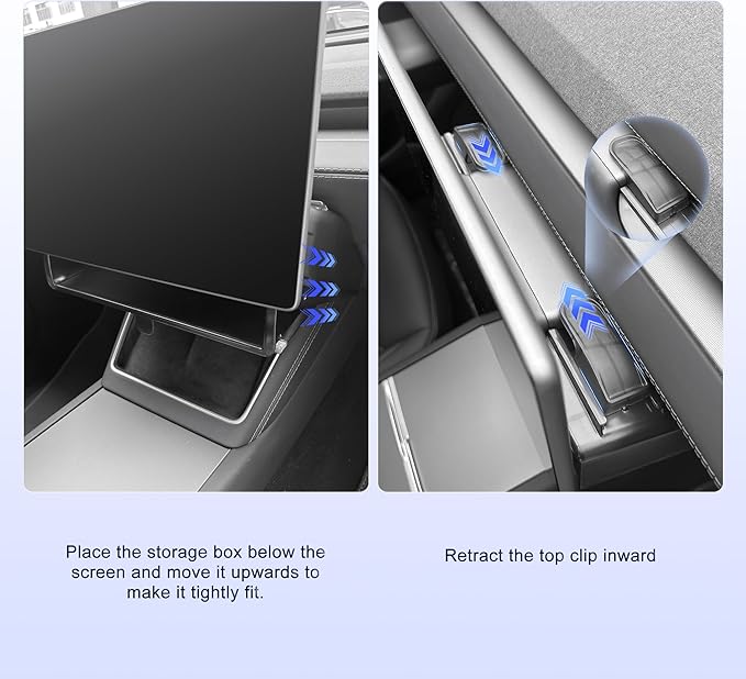 Hidden Under Screen Storage Box for Tesla Model Y(2025-2026) & Model 3 (2024-2026) – Openable Center Console Organizer with Anti-Slip Pad, Tesla Accessories