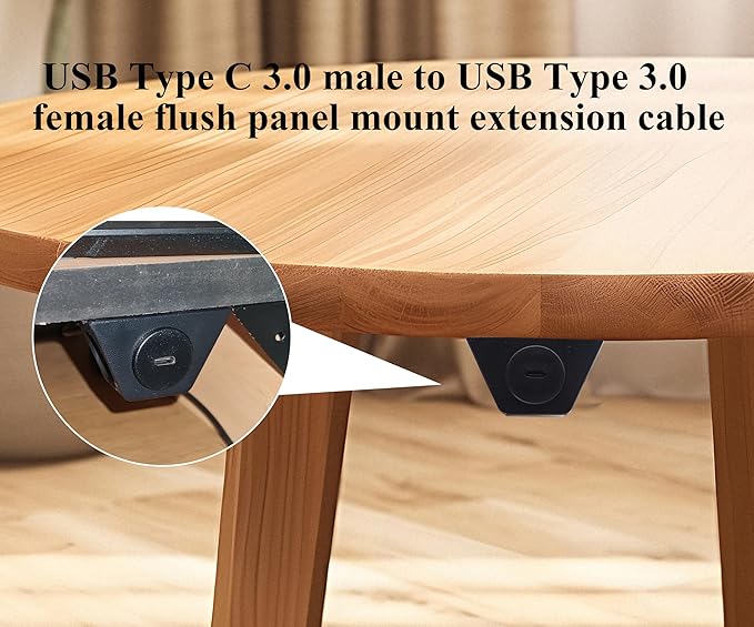 zdyCGTime USB Type C 3.0 Flush Mount Extension Cable USB C 3.0 Male to Female Flush Panel Mount Cable for Car, Boat, Motorcycle, Truck Dashboard,Sync Charging & Data Transferring.(1.5M/5FT/Type C)