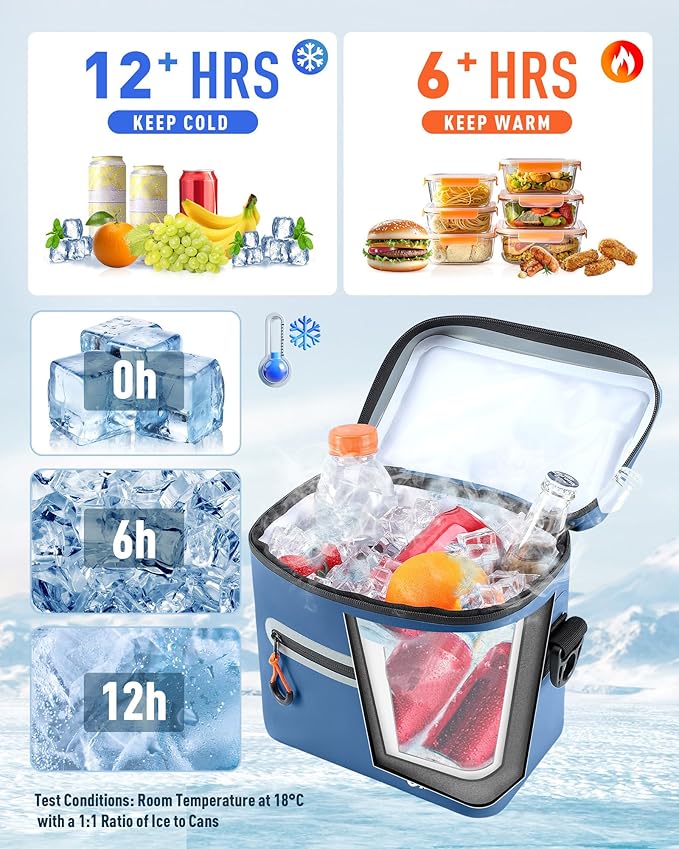 Soft-Sided Cooler Bag, 7/16/30 Can Insulated Lunch Box, Waterproof, Leak-Proof, Portable Lunch Bag for Work, Beach, Drink, Travel, Camping, Picnic