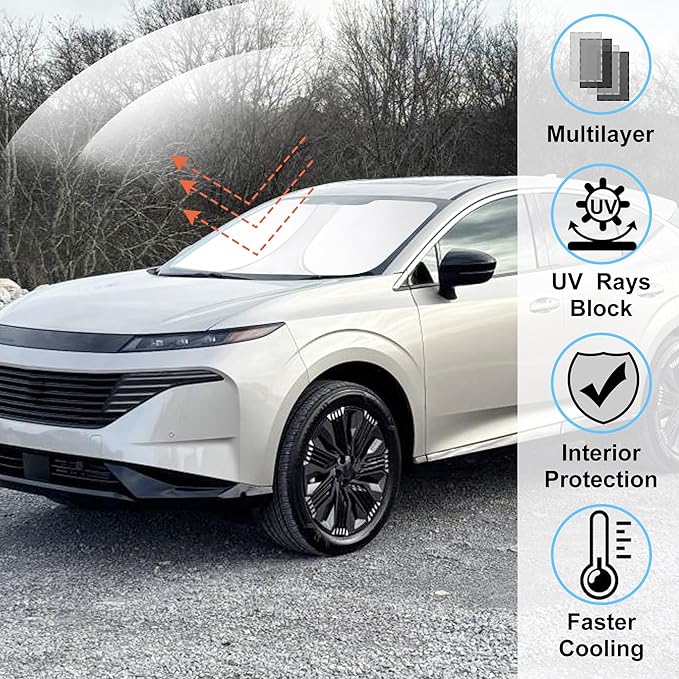 Windshield Sun Shade Custom Fit for 2025 2026 Nissan Murano Accessories Foldable Sunshade Sun Blocker Protect Car from Sun Rays & Heat Damage Keep Car Cooler