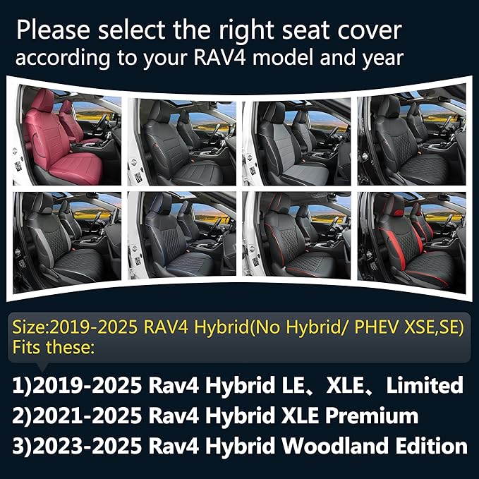 Lolcar Rav4 Seat Covers Custom Fit for Toyota Rav4 (for Hybrid) 2019-2025 LE,XLE,XLE Premium,Limited,Woodland Edition, Leather Truck Seat Cover Full Set for SUV,Faux Leather(Grid Beige)