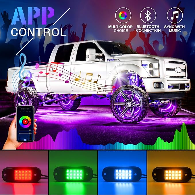 SHINIGHT Led Rock Lights for Trucks,10 Pods Lights for Jeep Brightness Truck underglow kit Exterior with App Control Flashing Music Mode RGB Lighting for UTV SUV ATV RZR Truck Accessories