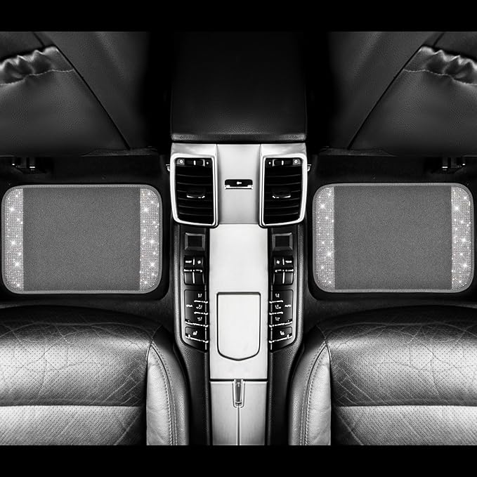 CAR PASS Bling Diamond Car Mats Shining Carpet Crystal Rhinestones Sparkly Glitter Floor Mats with Anti-Slip PVC Heel Pad Universal Fit for Automotive SUV, Sedan, Car, Van, 4pcs for Girl Women, Gray