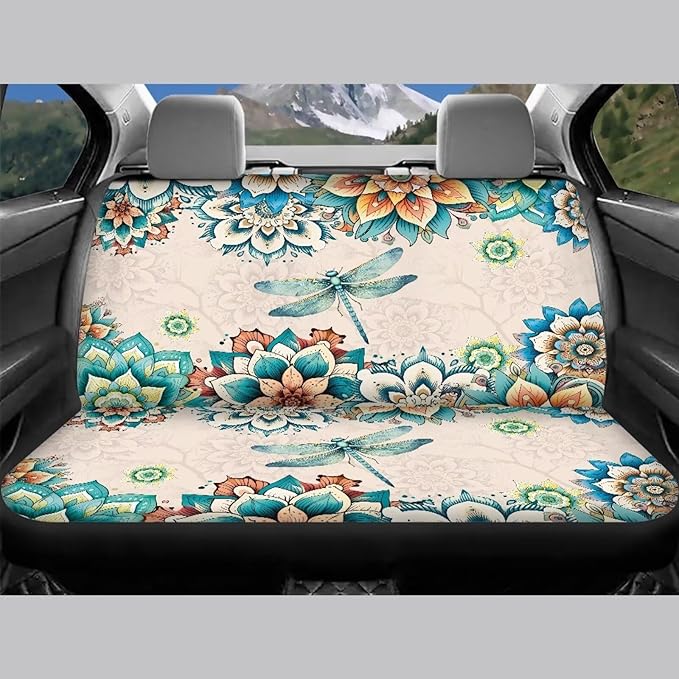 KEIAHUAN Boho Mandala Dragonfly Car Seat Cover for Women Universal Non-Slip Car Seat Protector Front/Rear Seat Cover Fits for Truck SUV Sedan Van