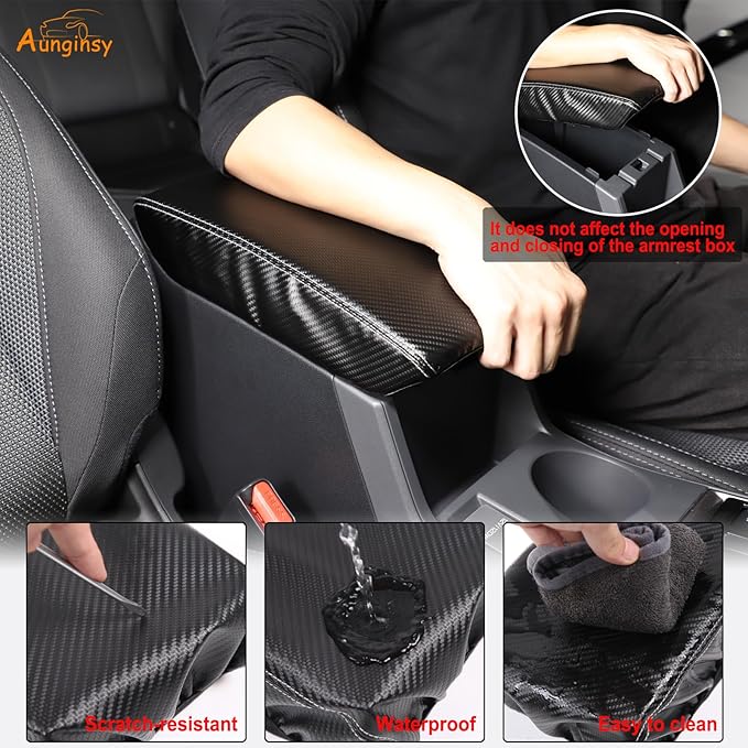 Car Leather Center Console Protector Cover Compatible with Subaru Crosstrek/Impreza 2024 Center Console Armrest Seat Box Cover Cushion Lid Protector Pad Waterproof Anti-Scratch Interior Accessories