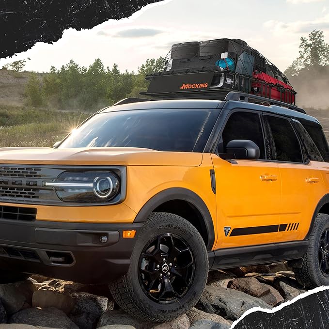 Mockins 84"x39"x6" XL Extendable Roof Rack Cargo Carrier for Top of Vehicle Storage | 250 Lbs Capacity Weatherproof Steel Roof Basket | Heavy Duty Car Rooftop Cargo Carrier Set w/Ratchet Straps & Net
