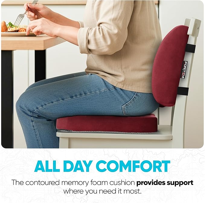 FORTEM Seat Cushion, Office Chair Cushion, Lumbar Support Pillow for Office Chair, Memory Foam Sciatica Coccyx Tailbone Pressure Pain Relief, Car Sitting Pad, Washable Non Slip, XL