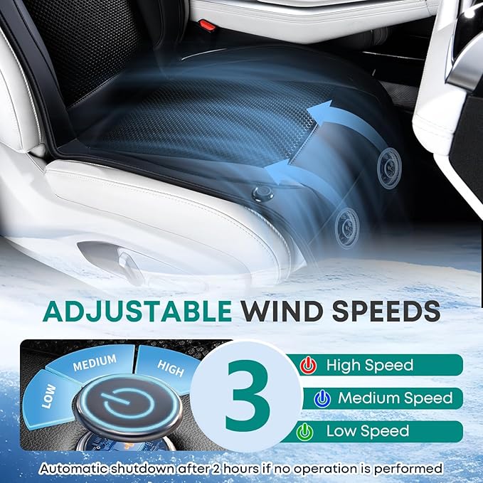 FLORICH Cooling Car Seat Cover, 12V/24V Car Seat Cooling Pad, Ventilated Seat Cushion with 2 Powerful Turbo Fans, 3-Speed Adjustable Cooling Car Seat Covers for Summer Driving Universal Fit for Car