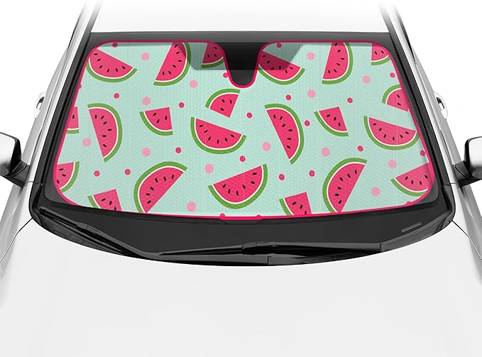 BDK Fresh Watermelons Front Windshield Sunshade Accordion Folding Style Auto Shade for Car Truck SUV Van Blocks UV Rays Sun Visor Protector Easy Setup Keeps Your Vehicle Cool - 58 x 27 inches