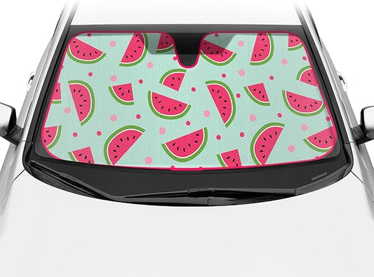 BDK Fresh Watermelons Front Windshield Sunshade Accordion Folding Style Auto Shade for Car Truck SUV Van Blocks UV Rays Sun Visor Protector Easy Setup Keeps Your Vehicle Cool - 58 x 27 inches