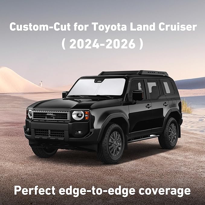 EcoNour Windshield Sunshade Compatible for Toyota Land Cruiser 2024-2025 2026, Sun Visor for Front Windshield & Window Sun Shade Cover, UV Heat Blocker & Protector, Car Accessories