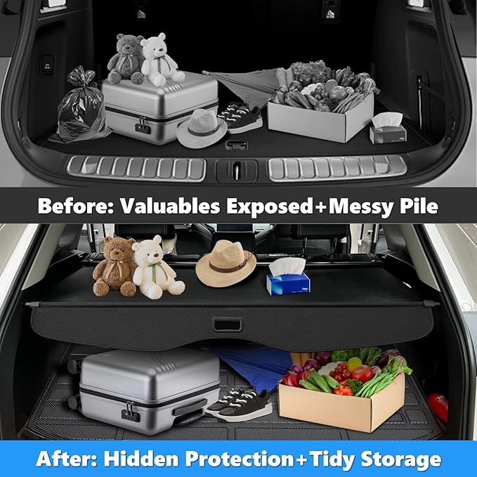 MIALUTY® Cargo Cover for 2019-2024 Chevrolet Blazer Retractable Trunk Cover Blazer Accessories Anti-Peeping Privacy Screen,Trunk Luggage Shield Shade Carbon Fiber Texture (Not fit for Blazer EV)