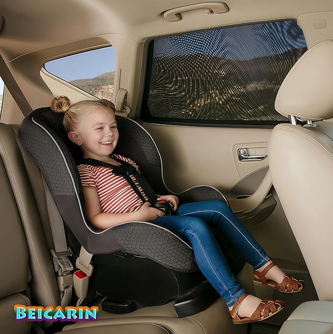 Car Window Sun Shade Cover -2 Pack Breathable Mesh Rear Side Window Shade Sunshade UV Protection for Baby Kids Pet Size M, Mosquito Net Curtain Fit for Most(95%) of Cars, Cover Full Window