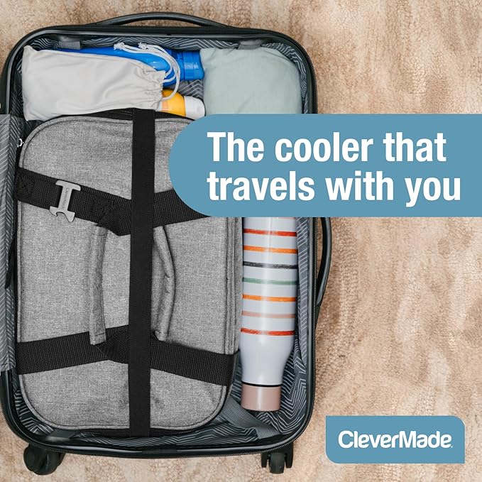 CleverMade Collapsible Insulated Cooler Bag – Leakproof Soft Cooler for Beach, Travel, Car – Bottle Opener