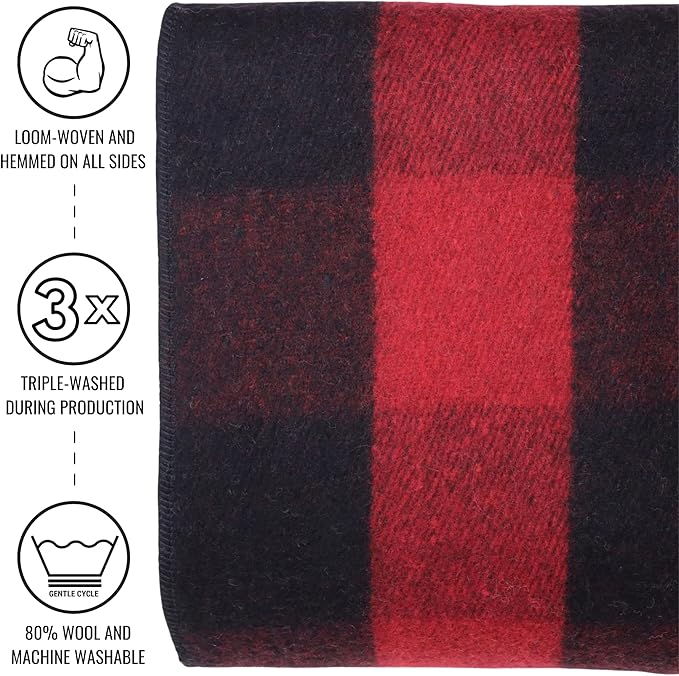 Arcturus Military Wool Blanket - Warm, Thick, Washable - Great for Outdoors, Camping, Stadium Blanket, Picnics, Travel - Car & Bushcraft Survival Kits